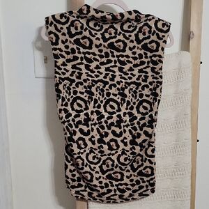SHEIN Leopard Print Blouse - Black and Tan. And Navy Blue Short Sleeves Blouse